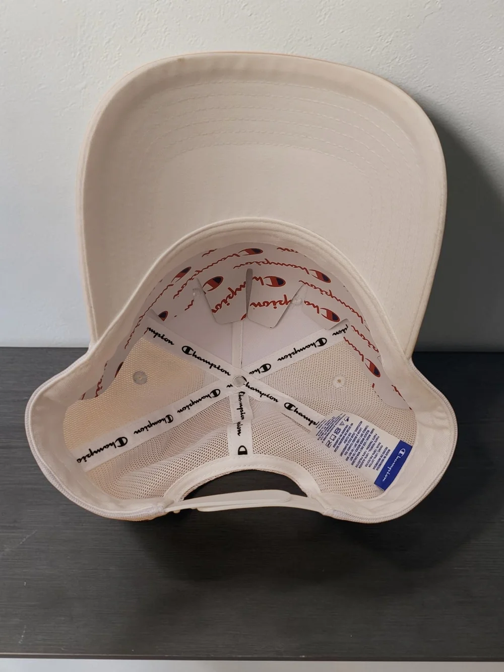 Champion White 'Physical Education' Mesh-Back Trucker Hat
